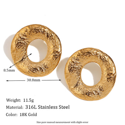 1 Pair Vintage Style Simple Style Classic Style Circle Plating Stainless Steel 18k Gold Plated Ear Studs