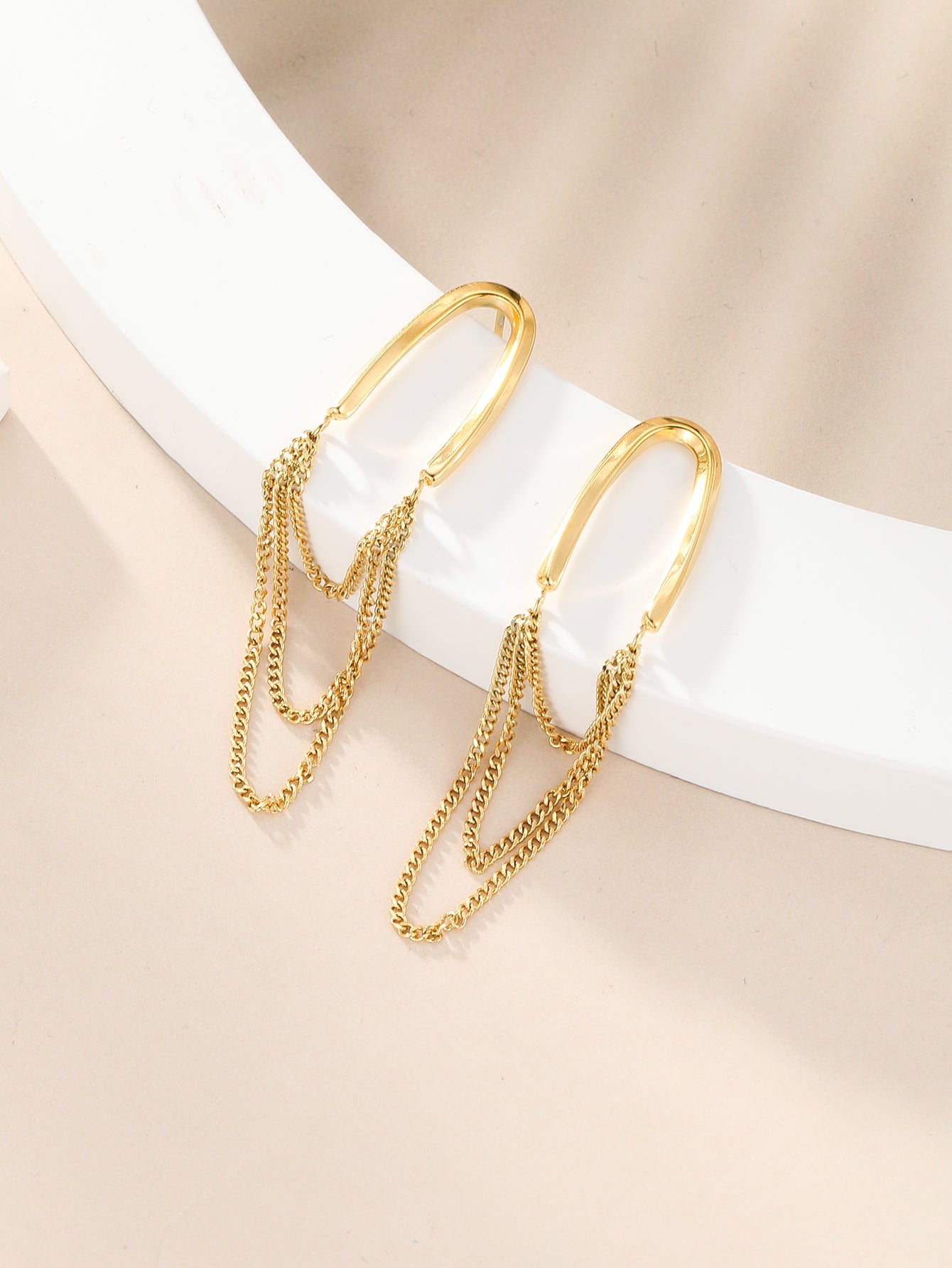 1 Pair Simple Style Geometric Stainless Steel 18k Gold Plated Drop Earrings