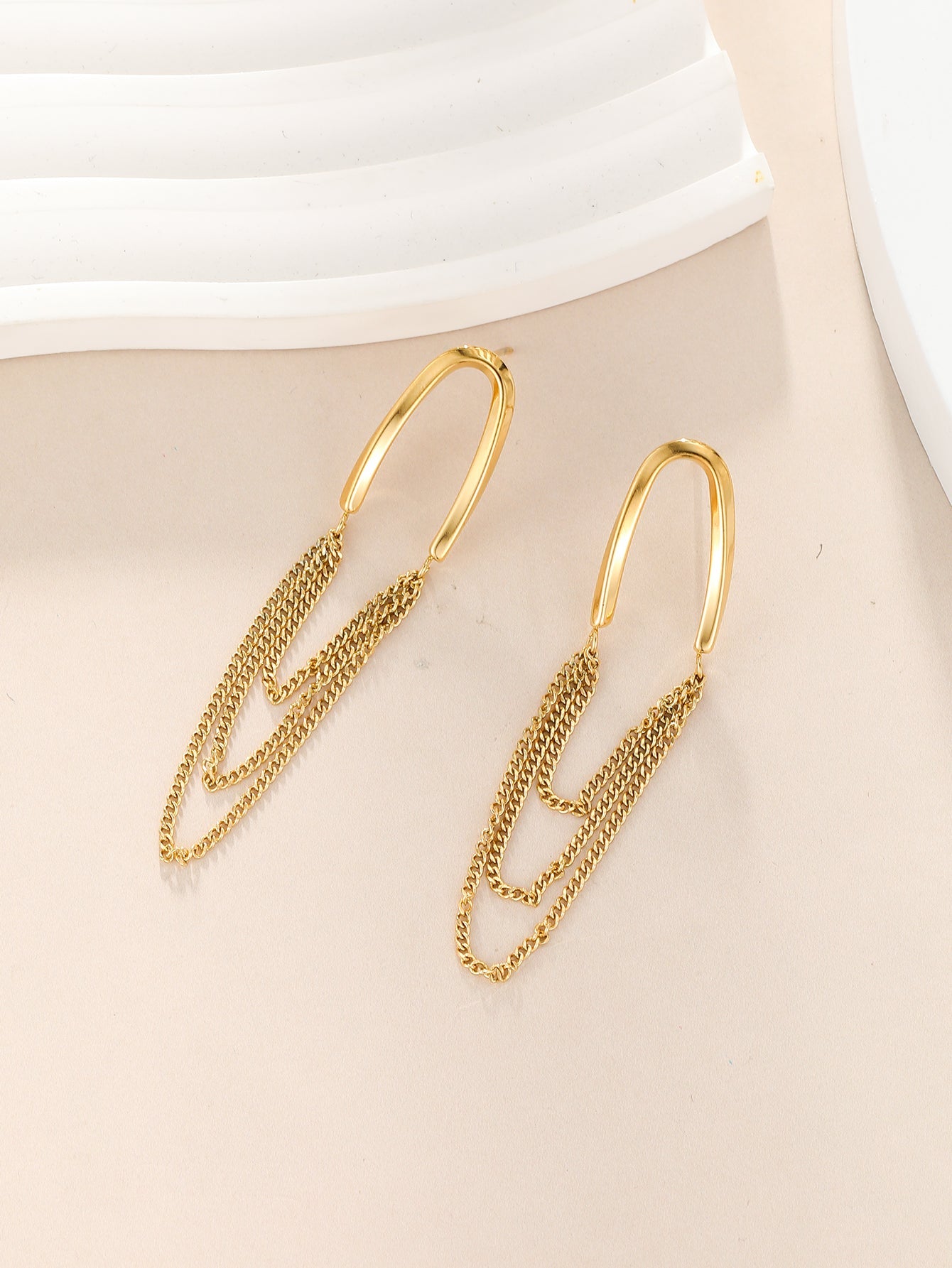 1 Pair Simple Style Geometric Stainless Steel 18k Gold Plated Drop Earrings