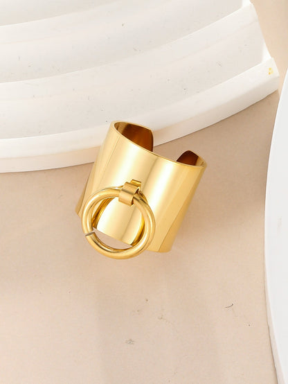 Streetwear Solid Color Stainless Steel Plating 18k Gold Plated Open Rings