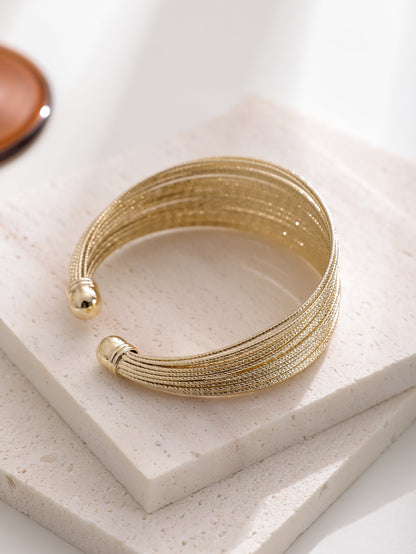 Elegant Exaggerated Luxurious Solid Color Copper Plating Gold Plated Bangle