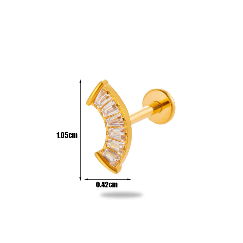 1 Piece Simple Style Korean Style Star Heart Shape Plating Inlay Titanium Alloy Zircon 18k Gold Plated Lip Stud Ear Studs