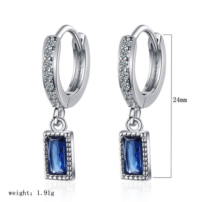 1 Pair Lady Square Plating Inlay Sterling Silver Zircon Gold Plated Silver Plated Drop Earrings