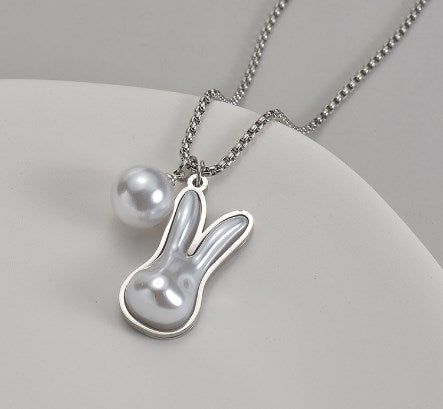 Simple Style Rabbit Stainless Steel Polishing Pendant Necklace