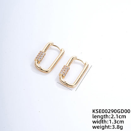 1 Pair Ig Style Simple Style U Shape Plating Inlay Copper Zircon Earrings