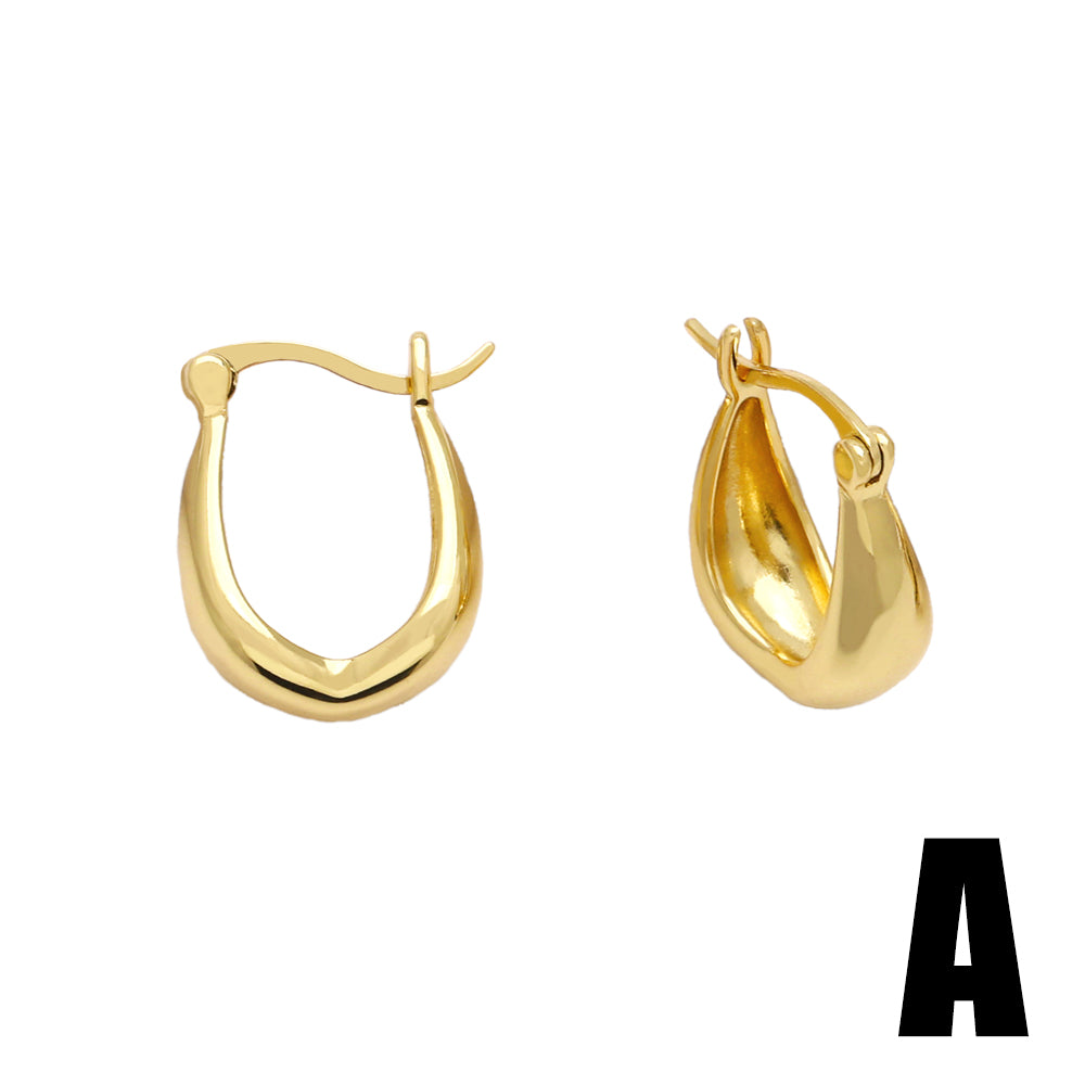 1 Piece Simple Style Solid Color Plating Copper 18k Gold Plated Earrings