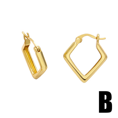 1 Piece Simple Style Solid Color Plating Copper 18k Gold Plated Earrings