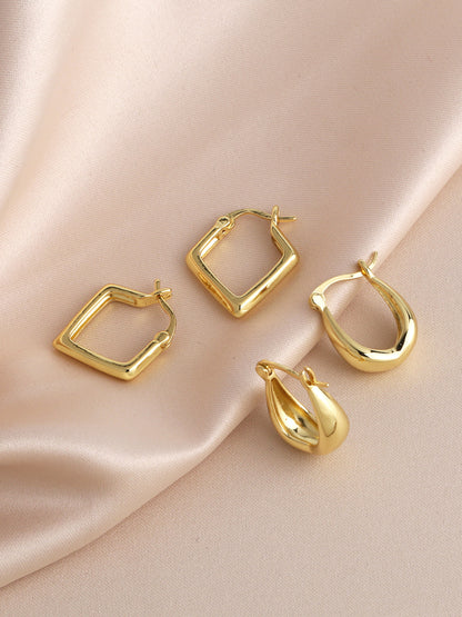 1 Piece Simple Style Solid Color Plating Copper 18k Gold Plated Earrings