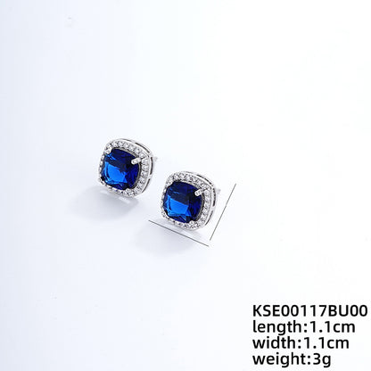 1 Pair Ig Style Simple Style Square Plating Inlay Copper Zircon Ear Studs