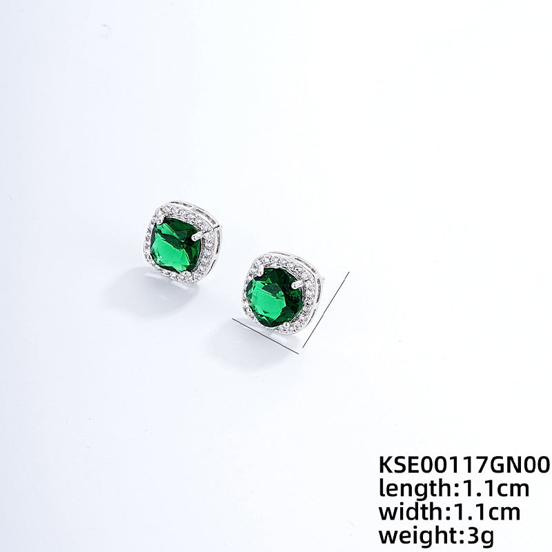 1 Pair Ig Style Simple Style Square Plating Inlay Copper Zircon Ear Studs