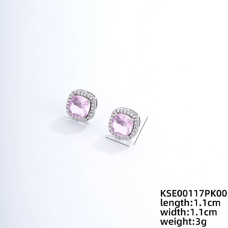 1 Pair Ig Style Simple Style Square Plating Inlay Copper Zircon Ear Studs