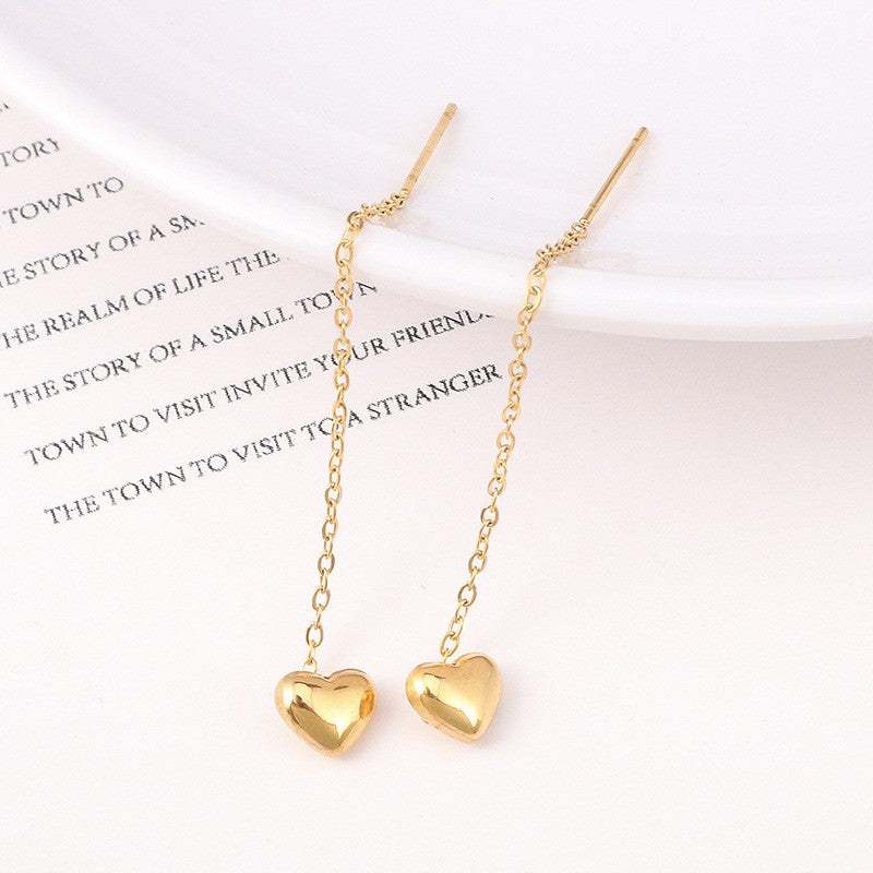 1 Pair Simple Style Heart Shape Plating Stainless Steel 18k Gold Plated Ear Line