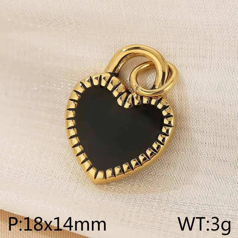 Basic Heart Shape Stainless Steel Enamel Charms