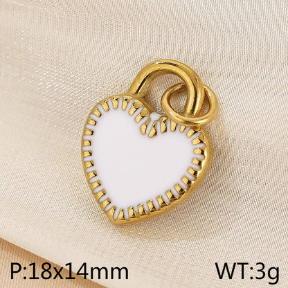 Basic Heart Shape Stainless Steel Enamel Charms