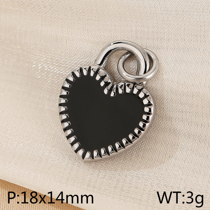 Basic Heart Shape Stainless Steel Enamel Charms