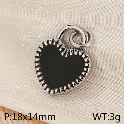 Basic Heart Shape Stainless Steel Enamel Charms