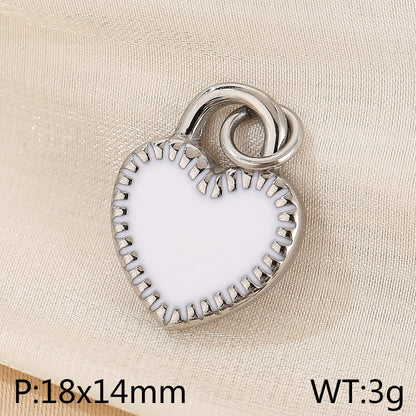 Basic Heart Shape Stainless Steel Enamel Charms