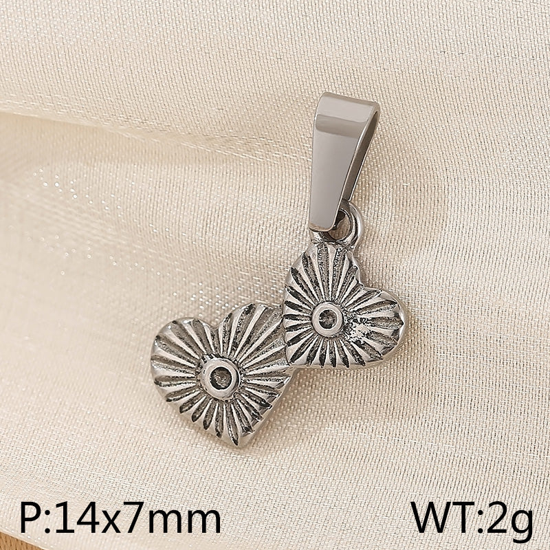 Basic Heart Shape Stainless Steel Enamel Charms