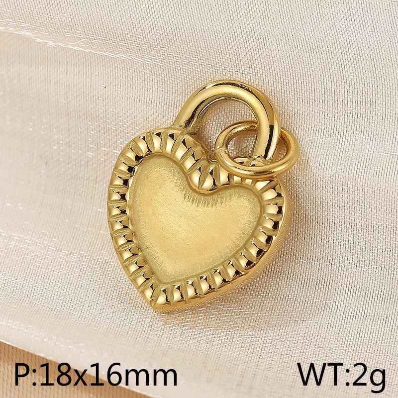 Basic Heart Shape Stainless Steel Enamel Charms