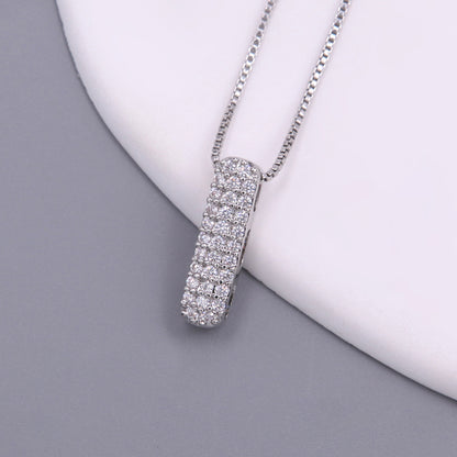 Simple Style Letter Copper Plating Inlay Zircon White Gold Plated Pendant Necklace