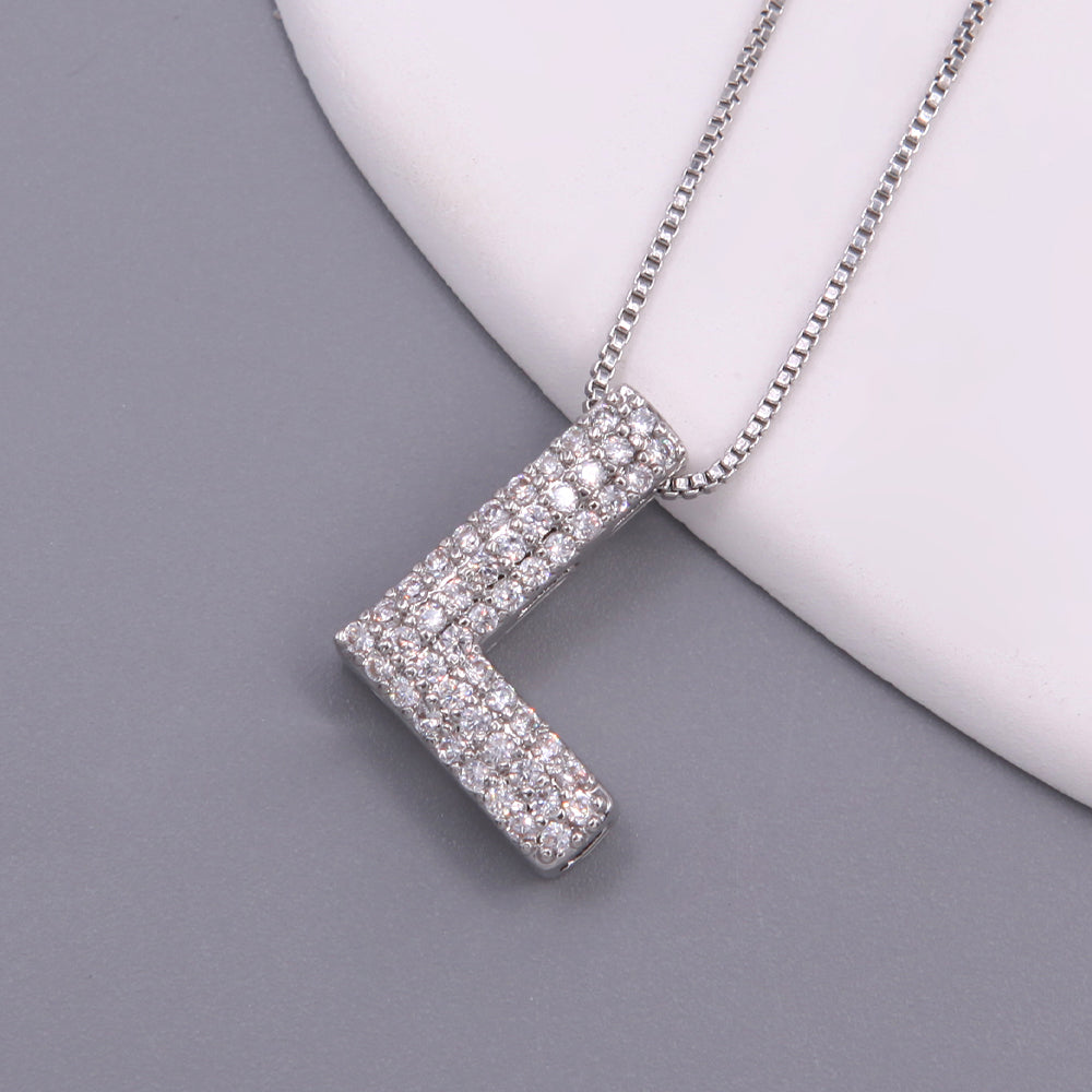 Simple Style Letter Copper Plating Inlay Zircon White Gold Plated Pendant Necklace