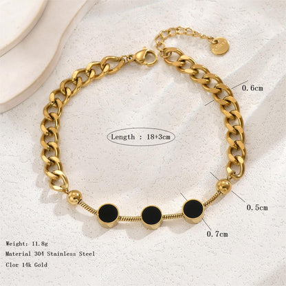 Ig Style Elegant Simple Style Round Stainless Steel Plating Inlay Shell 14k Gold Plated Bracelets