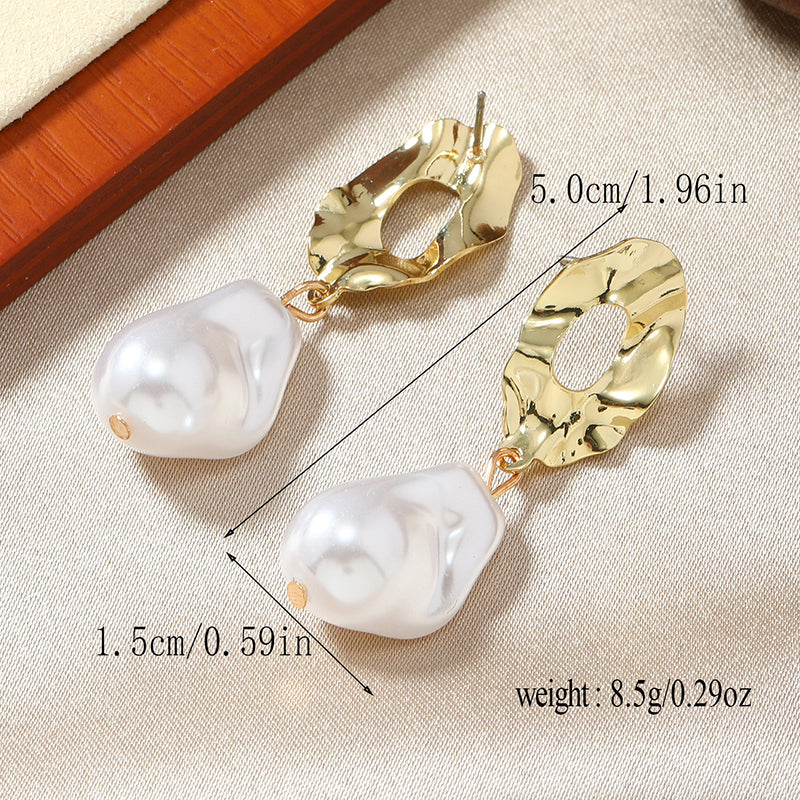 1 Pair Luxurious Wedding Bridal Water Droplets Plating Inlay Alloy Artificial Pearls Gold Plated Drop Earrings