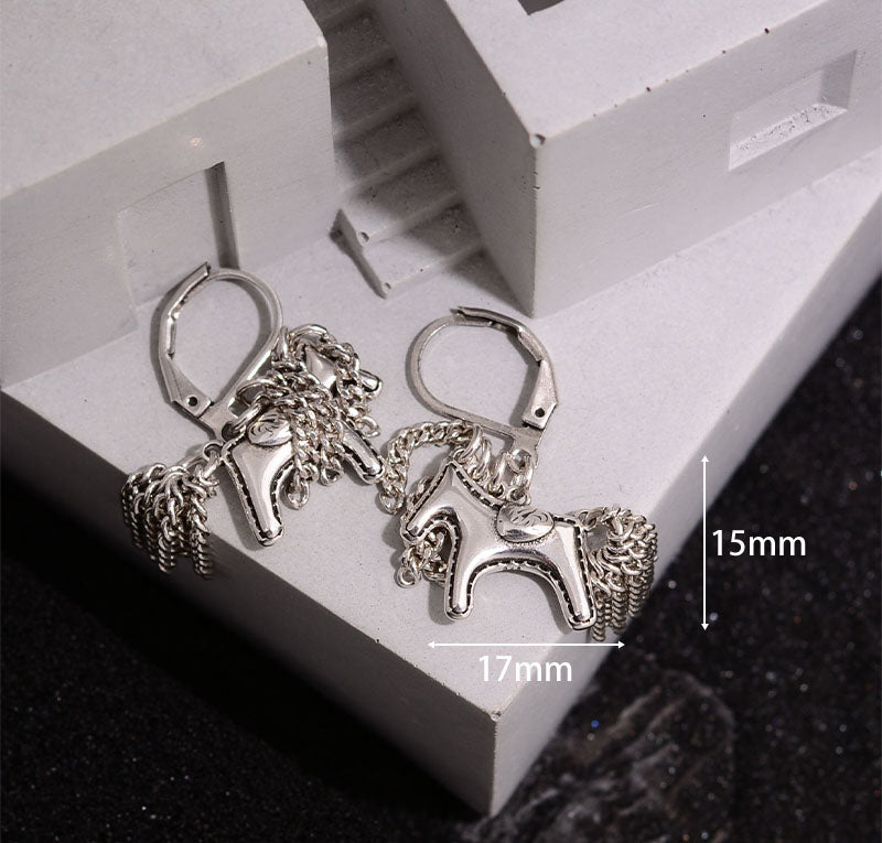 1 Pair Ig Style Cute Horse Chain Copper Drop Earrings