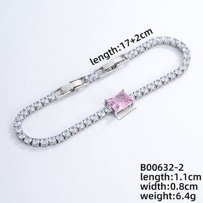 Ig Style Casual Simple Style Square Copper Plating Chain Inlay Zircon Bracelets