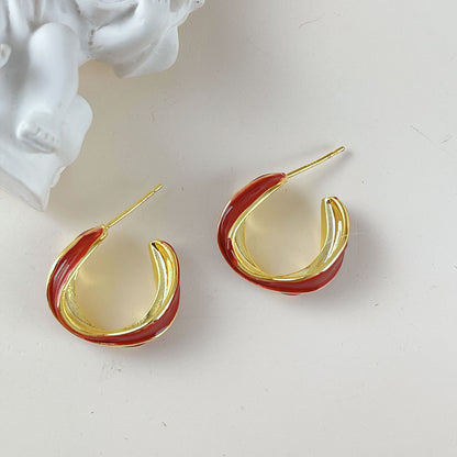 1 Pair Retro Circle Enamel Plating Alloy Ear Studs