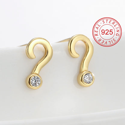 1 Pair Simple Style Symbol Plating Inlay Sterling Silver Zircon 18k Gold Plated Silver Plated Ear Studs