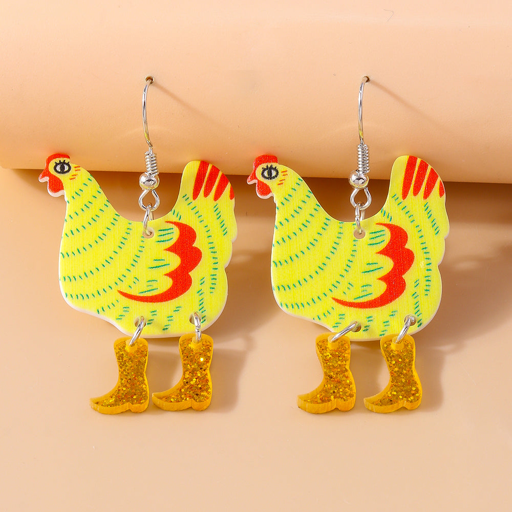 1 Pair Cute Funny Hen Zinc Alloy Drop Earrings