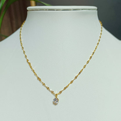 Casual Elegant Simple Style Geometric Titanium Steel Plating Rhinestones 18k Gold Plated Pendant Necklace