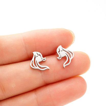 1 Pair Simple Style Artistic Human Face Polishing Plating Stainless Steel 18k Gold Plated Ear Studs