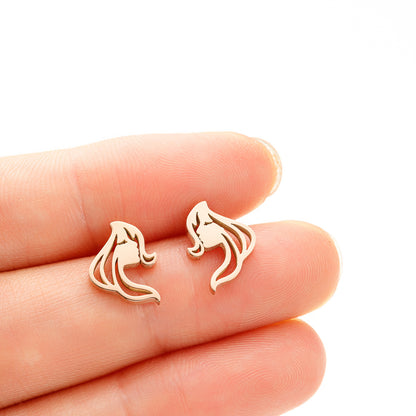 1 Pair Simple Style Artistic Human Face Polishing Plating Stainless Steel 18k Gold Plated Ear Studs