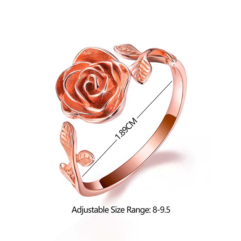 Glam Romantic Rose Sterling Silver Carving Open Rings