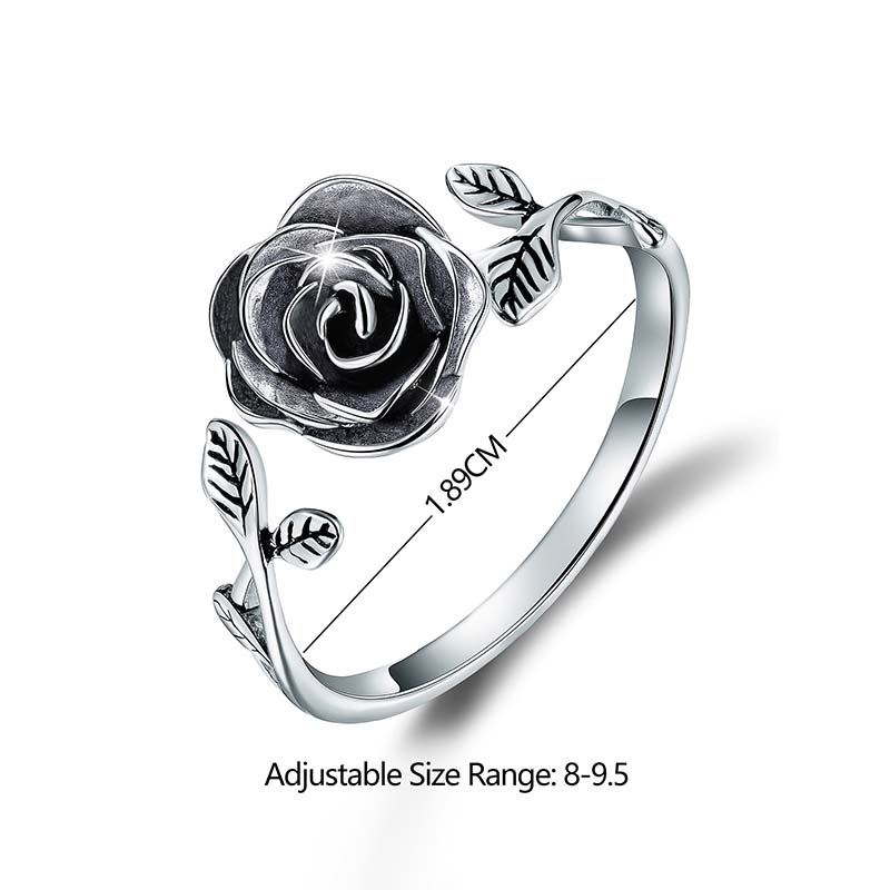 Glam Romantic Rose Sterling Silver Carving Open Rings