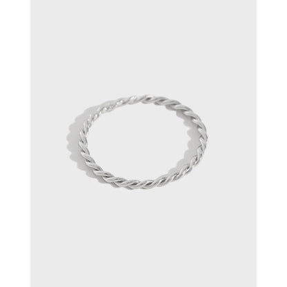 Korean Version Of S925 Sterling Silver Ring Ins Minimalist Two-strand Twisted Fine Ring Personality Wild Silver Ring