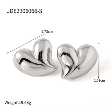 Elegant Simple Style Heart Shape Titanium Steel Plating 18k Gold Plated Earrings Necklace