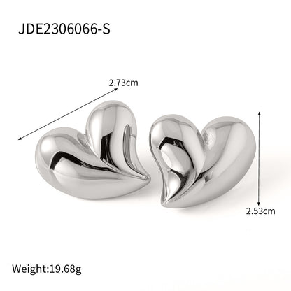 Elegant Simple Style Heart Shape Titanium Steel Plating 18k Gold Plated Earrings Necklace