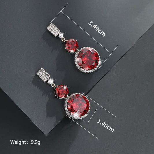 1 Pair Elegant Xuping Round Plating Inlay Copper Alloy Artificial Gemstones White Gold Plated Drop Earrings