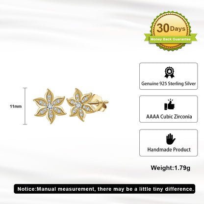 1 Pair Simple Style Roman Style Snowflake Plating Inlay Sterling Silver Zircon 14k Gold Plated White Gold Plated Ear Studs