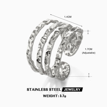 Simple Style Lines Stainless Steel Plating 18k Gold Plated Open Rings