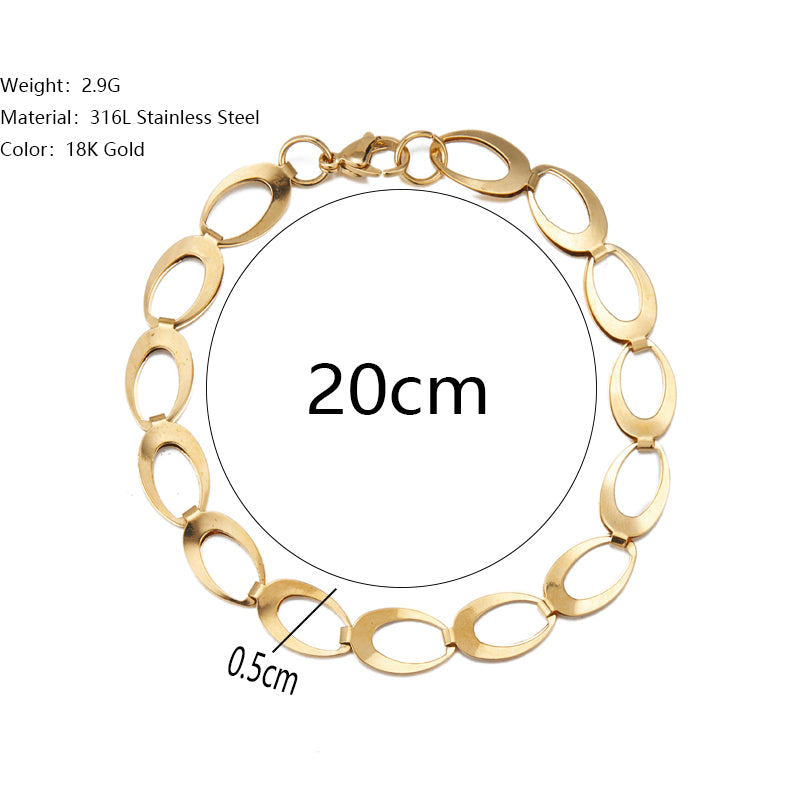 Simple Style Geometric Stainless Steel Plating Inlay Zircon 18k Gold Plated Bracelets