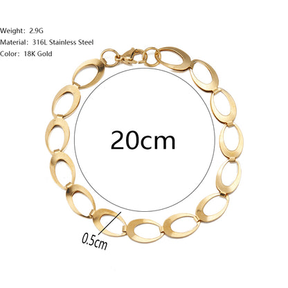 Simple Style Geometric Stainless Steel Plating Inlay Zircon 18k Gold Plated Bracelets