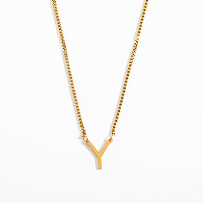 Simple Style Letter Titanium Steel 18k Gold Plated Pendant Necklace