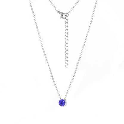 Ig Style Round Stainless Steel Plating Inlay Birthstone Pendant Necklace