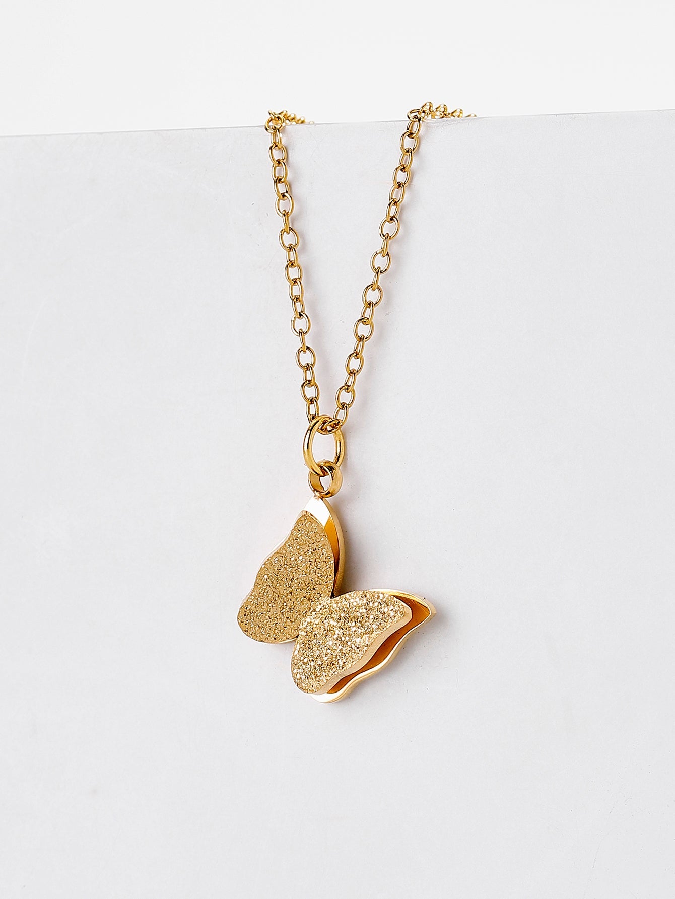 Sweet Simple Style Butterfly Stainless Steel Plating 18k Gold Plated Pendant Necklace