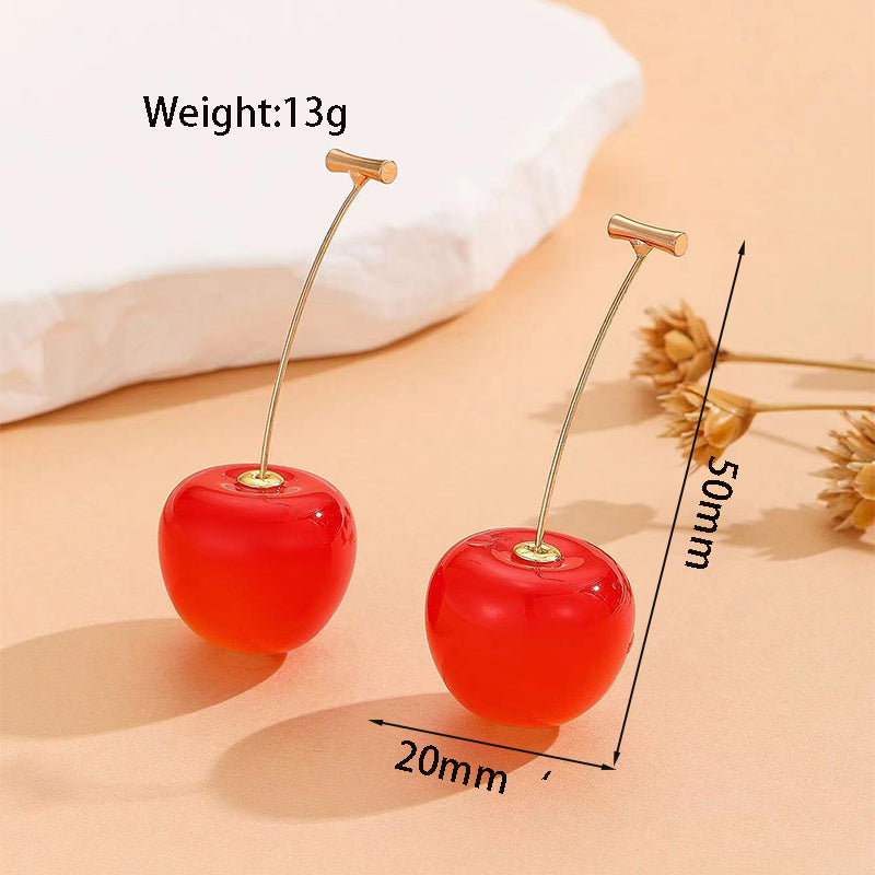 1 Piece Sweet Fruit Glass Gold Plated Drop Earrings