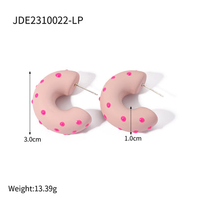 1 Pair Ig Style C Shape Enamel Stainless Steel Ear Studs